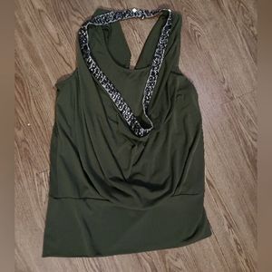 Small jennifer lopez cowl neck polyester stretchy embellished top blouse